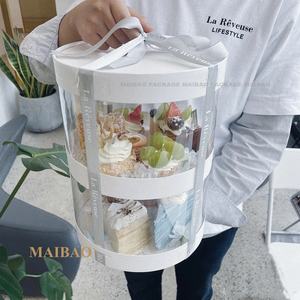 Оптовая продажа, роскошная белая картонная круглая коробка для кексов, <span class=keywords><strong>2</strong></span> /<span class=keywords><strong>3</strong></span> слоя, коробка для торта на вынос для десертной упаковки - Product Image 6