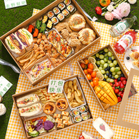 Boîte d'emballage en carton kraft grand format de qualité alimentaire, écologique, pour gâteaux, pâtisseries, biscuits, desserts, avec fenêtre, idéale pour les pique-niques