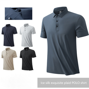T-Shirt con Logo personalizzato in seta <span class=keywords><strong>di</strong></span> ghiaccio da <span class=keywords><strong>uomo</strong></span> Slim Golf per <span class=keywords><strong>Polo</strong></span> con risvolto senza cuciture camicia a maniche corte con marchio personalizzato - Product Image 3