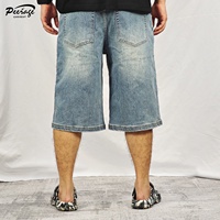 Fabricant de vêtements de rue Y2k personnalisés pour hommes, baggy brodé avec écusson vieilli, jorts longs, shorts en jean délavés surdimensionnés pour hommes