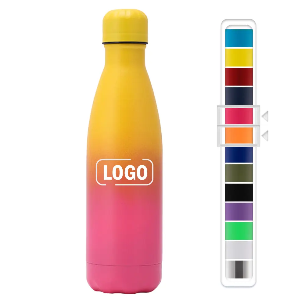 Factory supply 500ml vacuum sport double wall stainless steel thermal metal cola shape custom water bottle with custom logo