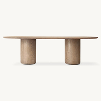 Table à manger en bois massif, finition marron, style farmhouse moderne, réglable, 6 places, 6 pieds en acier inoxydable, meubles de salle à manger