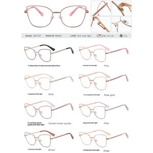 82152スタイリッシュなファインフラッシュ春ヒンジ女性用ブルーメタルメガネダイヤモンド大人用真新しい近視 - Product Image 5