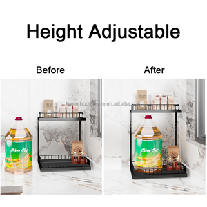 Organizzatore Estraibile a Due Livelli in Metallo per Sotto Lavello, Scaffale Multifunzione Regolabile in Altezza per Armadio - Product Image 5