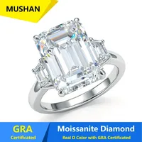 MUSHAN Luxus-Schmuck 925 Sterling Silber Ring für Damen 10ct 10x14mm Zertifizierter Moissanit Diamant D-Farbe Ring Feiner Schmuck