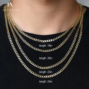 FC5004 Nowadays Best Selling Pure Gold 18k Plating Not Fading Waterproof Hip Hop Cuban Chain For Men And Women