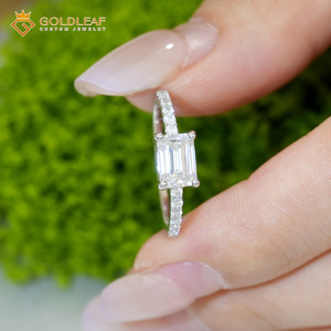 Goldleaf Classic 925 <b>Silver</b> <b>Emerald</b> Cut Moissanite Engagement <b>Ring</b> for Women - Product Image 4