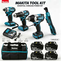 Clé à chocs Makita 18V à vitesse variable, kit combiné en plastique OEM, couple élevé, outil de maintenance robuste
