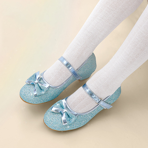 Chaussures de <span class=keywords><strong>danse</strong></span> <span class=keywords><strong>latine</strong></span> à talon bas pour enfants Bowknot Sequin Princess Shoes pour filles - Product Image 2