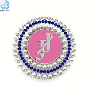 Regalos de recuerdo brillantes Joyería de hermandad griega Rosa Azul Esmalte Rhinestone Cristal 1943 GPD Pins de solapa Gamma Phi Delta Broche - Product Image 4