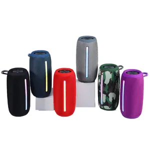 TG trending linen fabric wireless mini bt sound activated RGB speakers outdoor portable mobile music with fm radiomini speaker