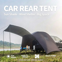 Grande tente arrière de voiture à fermeture éclair, abri solaire et coupe-vent pour SUV, tente de hayon multi-formes, imperméable avec poteaux et piquets