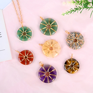 Wholesale Natural Healing Stone Crystal Jewelry Quartz Gemstone Carved Crystal Donut Pendants for Fashionable Accessories - Product Image 6