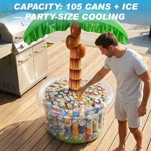Enfriador Inflable con Forma de Palmera de 60 Pulgadas, de Plástico Impermeable, para Fiestas en la Piscina, Barra de Servicio, Cubo de Hielo y Bandeja - Product Image 5