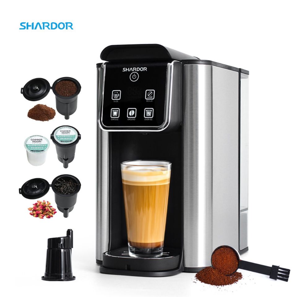 SHARDOR Compact 3 in 1 singola tazza K cialde macchina da caffè 50oz grande serbatoio acqua capsula macchina da caffè