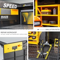 Vitrine d'exposition pour modèles réduits de voitures 1:24 avec éclairage LED, pour les amateurs, simulant une scène de garage et de parking, avec emplacement de stationnement jouet