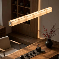 Luminaire suspendu linéaire effet marbre moderne, longue barre, pour salle à manger, salon