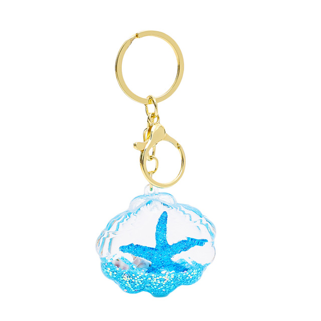 Creative Cartoon Into Oil Liquid Quicksand Key Chain Seashells Floating Key Chain  Pendant Gift Wholesale