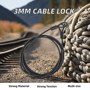 <span class=keywords><strong>Câble</strong></span> de sécurité revêtu d'acier tressé de 3mm Serrure à bagages Voyage extérieur Double boucle <span class=keywords><strong>Câble</strong></span> métallique Service de coupe <span class=keywords><strong>Câble</strong></span> de sécurité sécurisé - Product Image 3