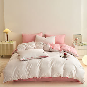 Juego de Sábanas de Cuatro Piezas de Algodón a Rayas, Estilo Moderno y Minimalista, Incluye <span class=keywords><strong>Fundas</strong></span> de Almohada y Funda Nórdica - Product Image 6