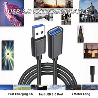 Câble d'extension USB 3.0 Type-C 3A Charge rapide 2m pour ordinateur portable PC TV PS4 Xbox One Disque dur Connecteur mâle femelle