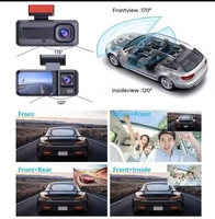 Caméra embarquée 3 canaux (avant, intérieur et arrière) avec vision nocturne HD, enregistrement en boucle, écran IPS et Wi-Fi – Offre Spéciale