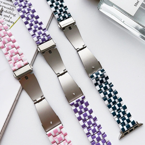 Bracelet de montre en résine Upro Fashion pour Apple Watch Series 10 9 8 SE Ultra 3, bracelet de montre intelligente imprimé à carreaux pour femmes - Product Image 2