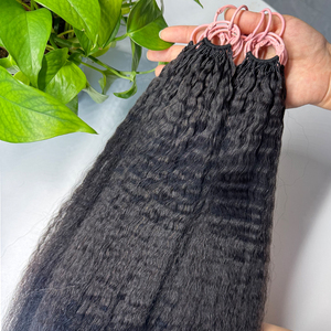 Wholesale Vietnamese Virgin <b>Feather</b> Crochet Human Hair Kinky Straight Extensions Machine Double Weft All Colors Bulk Hair - Product Image 1