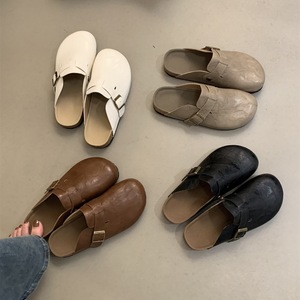 Women's slippers Retro and Versatile Casual Boken Shoes with Toe Caps New Style Washed Leather Toe Caps Retro slippers - Product Image 2