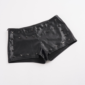 Dark Punk Rivet Decor Low Waist Bodycon <b>Shorts</b> Hot Girl Unique Fashion Slim Fit Ultra <b>Short</b> <b>PU</b> Hot Pants - Product Image 6