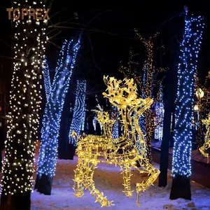 al aire libre cálido blanco reno Suppliers-Toprex oro interior patio al aire libre de la decoración de la Navidad Luz de luz de iluminación