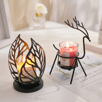 Porte-bougie créatif en fil de fer en forme de cerf, fait main, durable, écologique, décoration d'intérieur pour Noël et Pâques