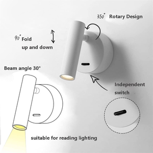 Lámpara de Lectura LED para Cabecera de Hotel con Puerto de Carga USB, Lámpara de Lectura Giratoria Moderna para Mesita de Noche, Aplique de Pared para Habitación - Product Image 2