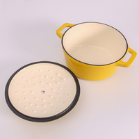 Bright Houseware - Cocotte en fonte émaillée rouge/Personnalisée de 20 cm avec deux poignées, design de luxe, compatible avec toutes les cuisinières