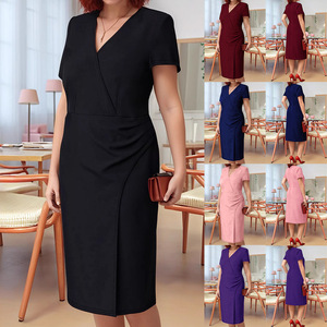 Colección Primavera-Verano 2026: Ropa de Mujer para Comercio Exterior, Estilo Europeo y Americano, Color Sólido, Elegante, Manga Corta, Holgado - Product Image 3