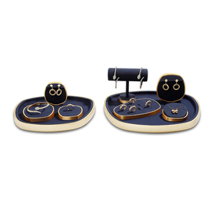 WEIMEI soporte de exhibición de joyería de microfibra azul clásico de lujo de diseño personalizado para pendientes anillo collar conjunto de exhibición de joyería - Product Image 2