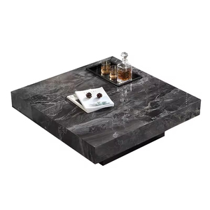 Mesa <span class=keywords><strong>de</strong></span> <span class=keywords><strong>Centro</strong></span> Moderna con Tapa <span class=keywords><strong>de</strong></span> Mármol y Estructura Metálica Cuadrada con Almacenamiento para Sala <span class=keywords><strong>de</strong></span> Estar - Diseño Duradero y Ecológico - Product Image 4