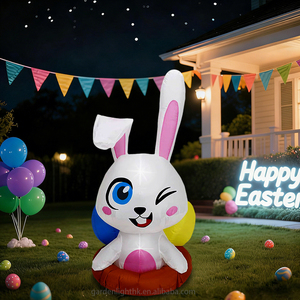 4FT <b>Easter</b> Inflatable Cute Blow up Winking Bunny & <b>Egg</b> Yard Decoration with LED Lights for Home Hotel Garden Party - Product Image 4