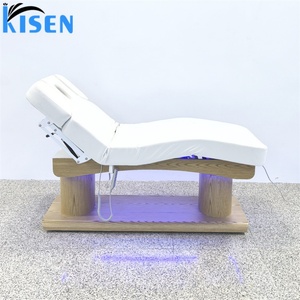 Table de massage électrique KISEN avec base en bois pour salon de beauté, lit de soin du visage et des cils, chaise de cosmétique avec LED, mobilier de salon - Product Image 3