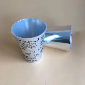 Customized metal film inner plastic cup 12/16/24OZ PP milk tea cup with lid