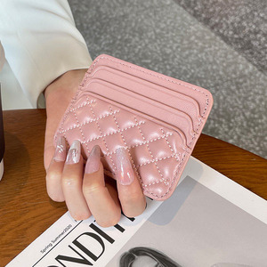 Porte-cartes Zenos pour femme en cuir d'agneau véritable, fin, anti-RFID, multi-emplacements, mini portefeuille pour cartes d'identité, cartes de crédit et photos - Product Image 2