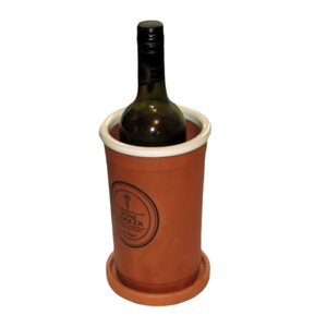 <span class=keywords><strong>Refroidisseur</strong></span> à <span class=keywords><strong>vin</strong></span> <span class=keywords><strong>en</strong></span> céramique terracotta portugaise vintage avec bordure émaillée blanche, couleur et logo personnalisés, livré avec soucoupe pour le voyage - Product Image 1