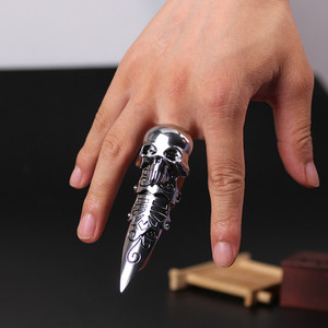 Punk Moda Gotik Kafatası Zırh Yüzük Erkekler için Abartılı Yüzükler Parti Ortak Takı Aksesuarları - Product Image 5