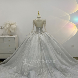 Vestido de Novia con Cuentas Brillantes, Vestido de Novia con Falda Voluminosa, Estilo Corte, Vestido de Novia de Lujo Tipo Princesa Lsjj27 - Product Image 6