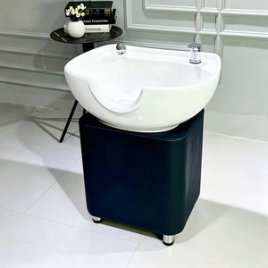 Lavacabezas de Cerámica Negra para Salón de Belleza, Unidad de Lavado de Cabello, Lavabo Moderno para Baño - Product Image 4