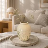 Vase en céramique peint à la main ARM LVG, motif fleurs sauvages, style Wabi-sabi vintage, vase minimaliste fait main, décoration de table, récipient.