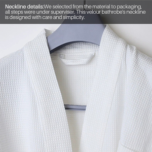 High Quality Custom 5 Star Hotel Customized Logo Luxury Piped Trim SPA Bath <strong>Robe</strong> 100% Cotton <strong>Waffle</strong> Weave Bathrobe - Product Image 5