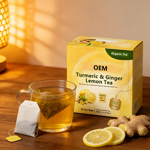 Thé au gingembre et au curcuma sans caféine en gros - Aliment santé biologique de qualité alimentaire 2g 30 sachets Aide à apaiser l'estomac Infusion au citron OEM - Product Image 2