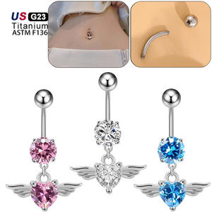 Bijoux de <span class=keywords><strong>piercing</strong></span> en titane F136, anneau de <span class=keywords><strong>nombril</strong></span> CZ, anneau de <span class=keywords><strong>nombril</strong></span> hypoallergénique G23, anneau de <span class=keywords><strong>nombril</strong></span> <span class=keywords><strong>ange</strong></span> - Product Image 1