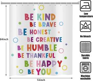 Cortina de ducha para niños, cortina de baño <span class=keywords><strong>con</strong></span> letras coloridas, Be Brave, palabras alentadoras, niño y niña para baño, decoración del hogar en Stock - Product Image 3